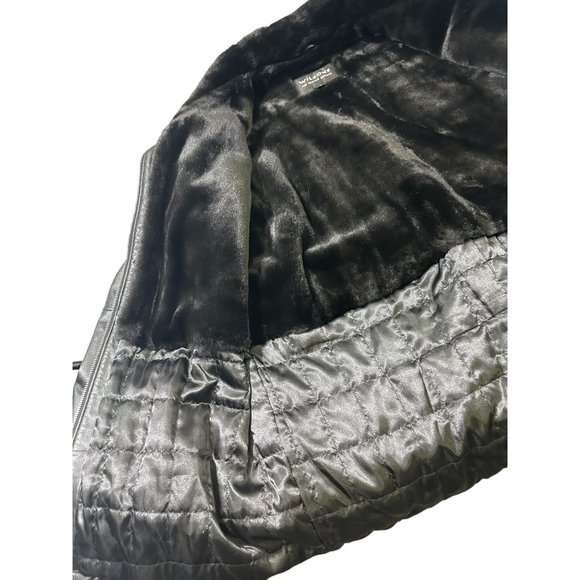 WILSONS LEATHER COAT Womans XL Faux Fur Lined Belted Black - Picture 16 of 16